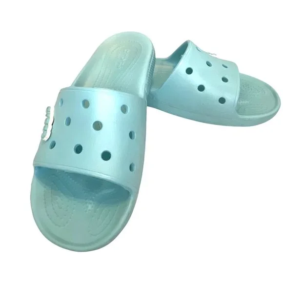 Crocs Classic Comfort Sandals Slip-On Flat Slide Blue Water Beach Shoe Size 10 - Picture 2 of 14